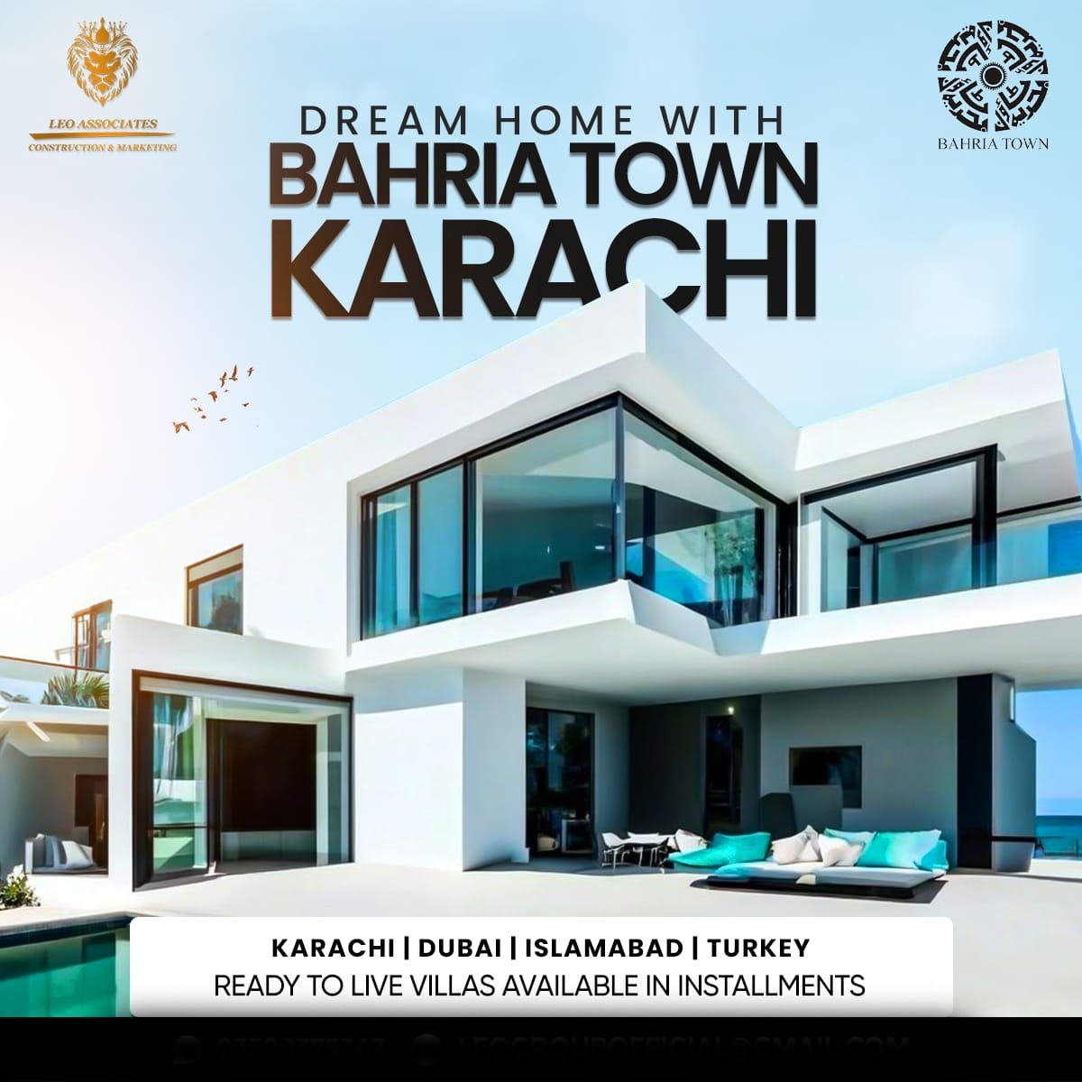 LEO Associates dream home Bahria Town Karachi luxury villa ad with swimming pool